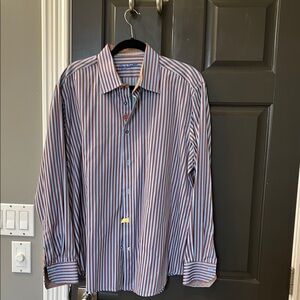 Upscale, Robert, Graham shirt, Men's Striped Blue and brown Shirt